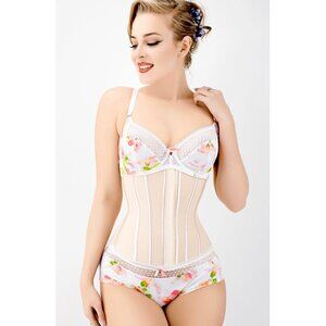 Beige Latex Underbust Waist Trainer Corset 30" US 12 European Shapewear NWT